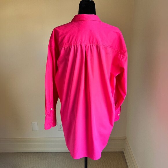 ANTHROPOLOGIE x MAEVE The Bennet Button Down Shirt Cotton Hot Pink Medium - Picture 8 of 13